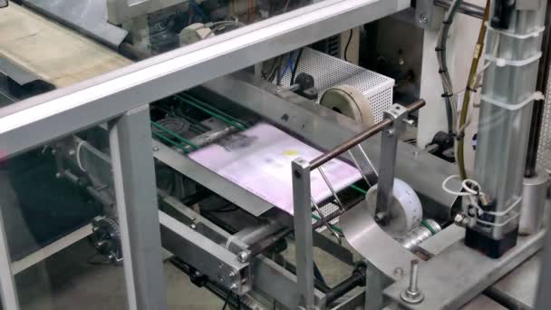 尼亚宁 塞尔维亚 2017 现代包装尼龙长袜机 女式尼龙丝袜生产和包装过程中的机器 — 图库视频影像