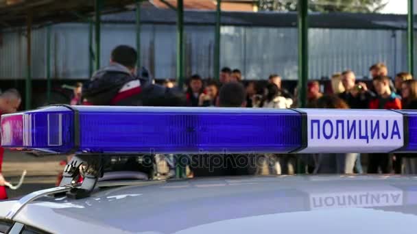 Niebieskie Światła Awaryjnego Samochodu Policji Migające Niebieskie Światła Samochód Policji — Wideo stockowe