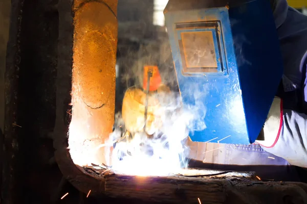 Welding High Temperature Welder Protective Mask Working Metal Welding — Stock Photo, Image