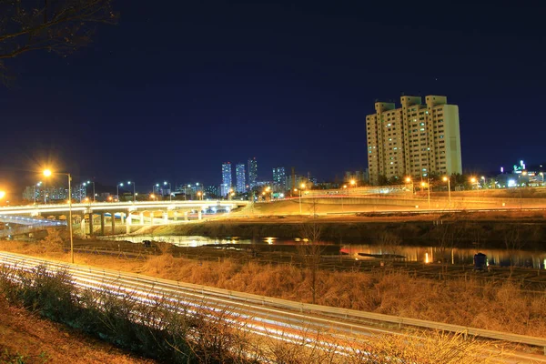 Een Nacht Shot Van Stad — Stockfoto