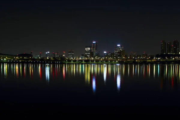 Vista Nocturna Del Río Han Seúl — Foto de Stock