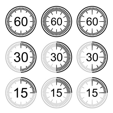 Saat yüz siyah kronometre simgesi