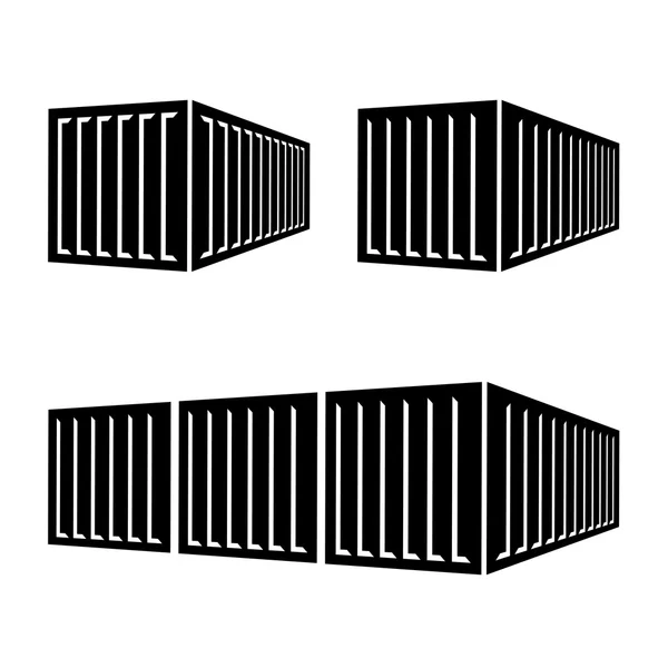 輸送貨物コンテナー黒シンボル — ストックベクタ