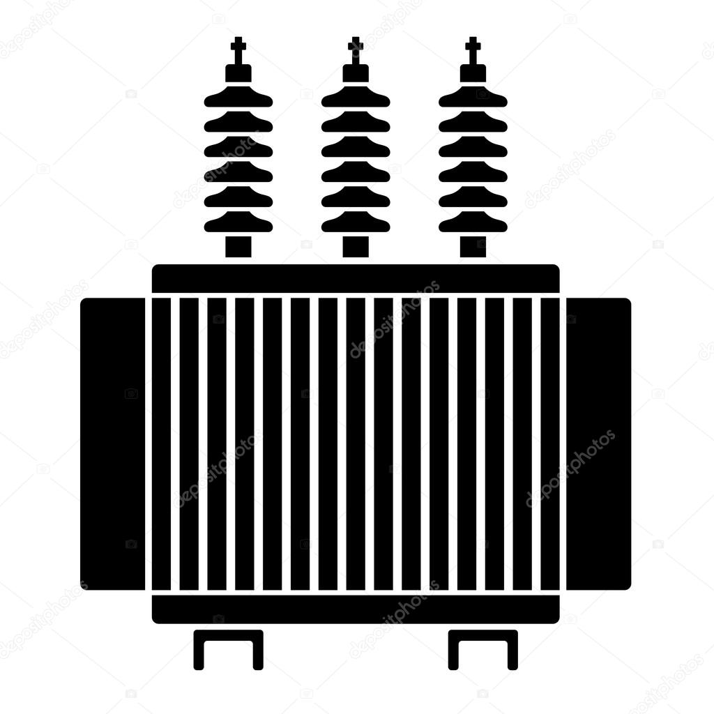 High voltage electrical transformer black symbol Stock Vector by