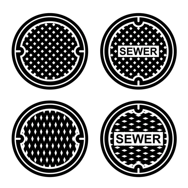 Manhole sewer cover black symbol — Stock Vector