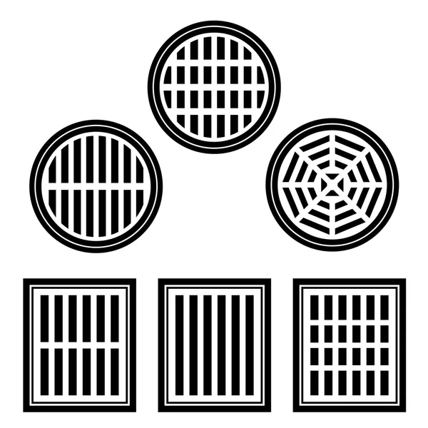 Kanalizasyon kapağı siyah sembolü — Stok Vektör