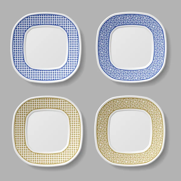 Squared ornamental plates — Stock Vector