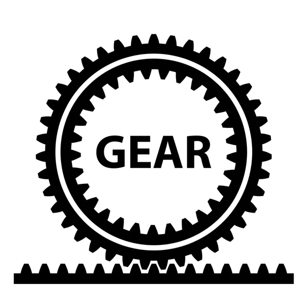 Symbole de roue dentée pignon crémaillère — Image vectorielle