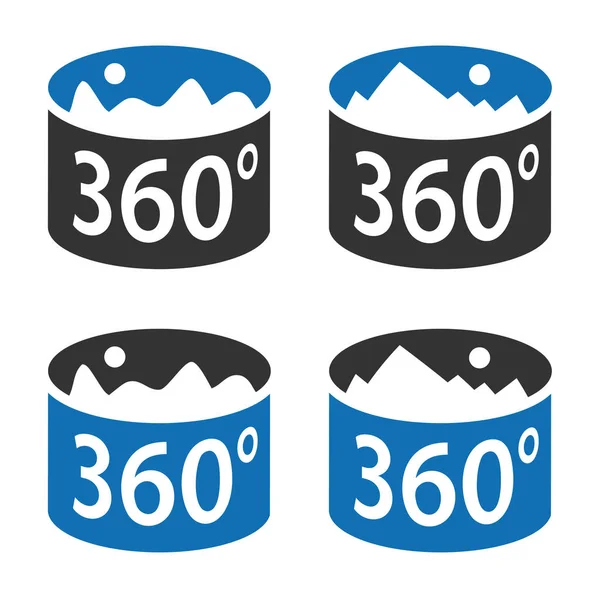 Angolo 360 gradi panorama vista simbolo — Vettoriale Stock