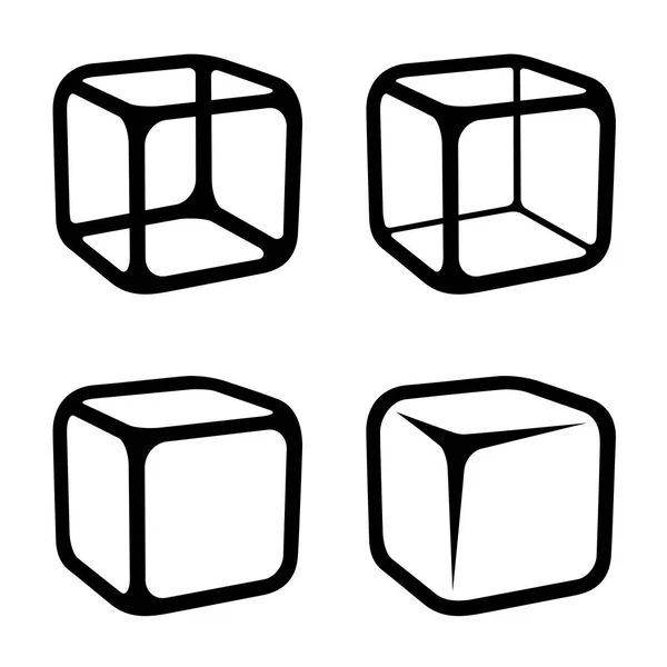 Cubetto di ghiaccio simboli neri — Vettoriale Stock