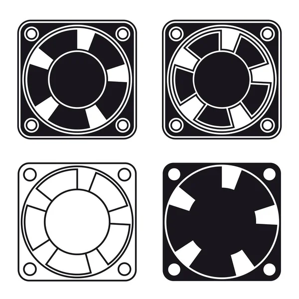 Ventilateur ventilateur ordinateur noir symbole — Image vectorielle