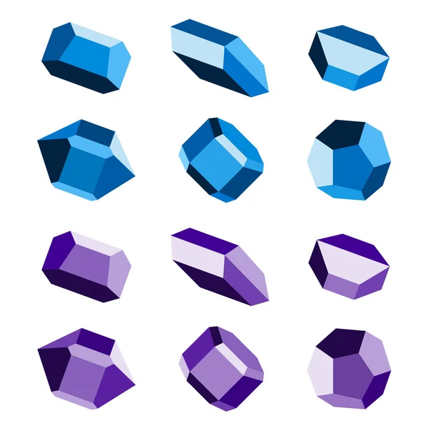 Piedra mineral cristal azul magenta — Vector de stock