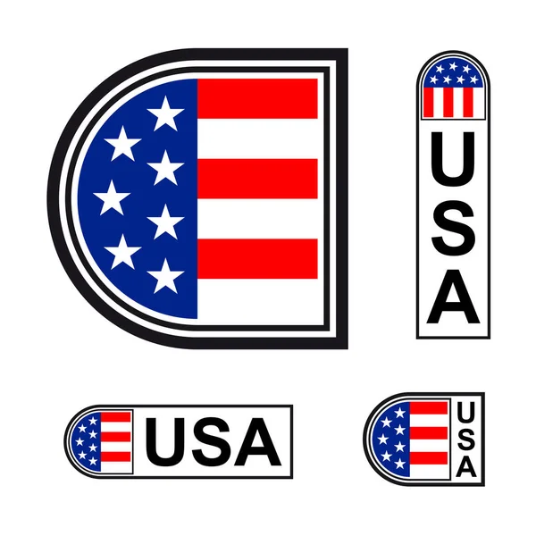 Símbolo de emblema minimalista da bandeira dos EUA — Vetor de Stock
