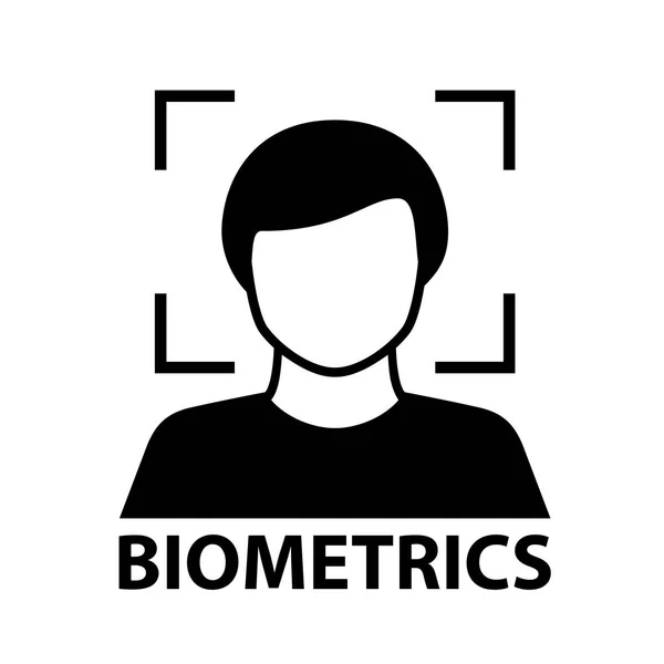 Biometría reconocimiento facial símbolo negro — Archivo Imágenes Vectoriales