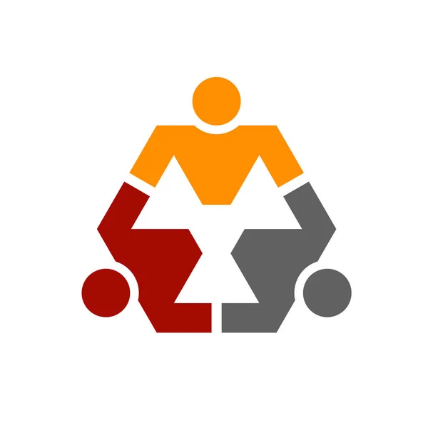 Human community hexagon symbol — Stock Vector
