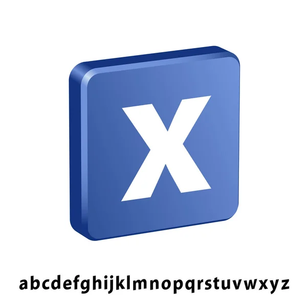 3D quadrado azul qualquer ícone de letra — Vetor de Stock
