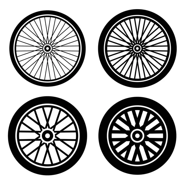 Fiets motor wielen zwart silhouet — Stockvector