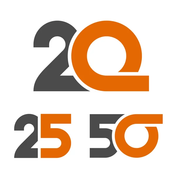 20 25 50 verjaardag nummer — Stockvector