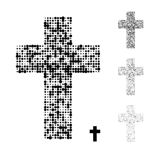 Пунктирний напівтоновий гранж християнський хрест — стоковий вектор