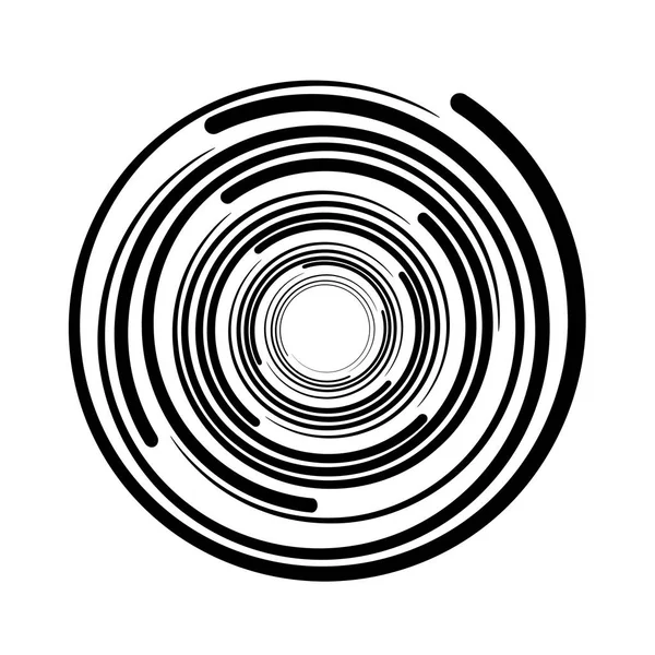 Vortice linee circolari vortice simbolo nero — Vettoriale Stock