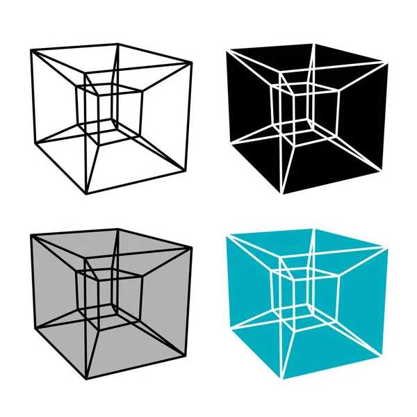 Hypercube abstrait symbole simple — Image vectorielle