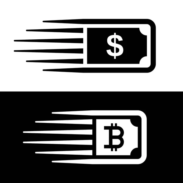Snabba pengar bitcoin motion linje sedel vektor — Stock vektor
