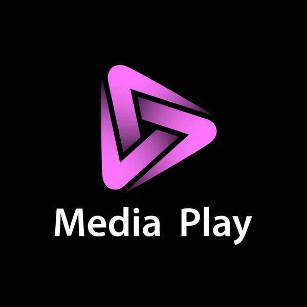 Media giocare viola incandescente simbolo vettore Illustrazione Stock
