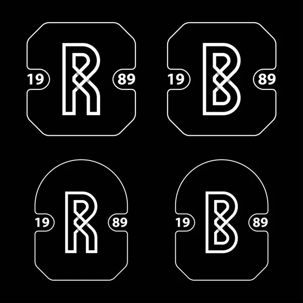 R und b einfacher Buchstabe Badge Vektor lizenzfreie Stockillustrationen