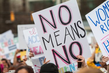 Cinsel taciz işaret standları Atlanta Protesto yürüyüşü, Anti