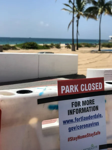 Форт Лодердейл Флорида Сша Травня 2020 Знак Написом Park Closed — стокове фото