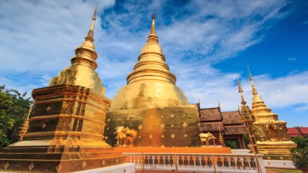 Wat Phra Singh Tempio Punto di riferimento Destinazione Religione Luogo di Chiang Mai, Thailandia 4K Time Lapse — Video Stock