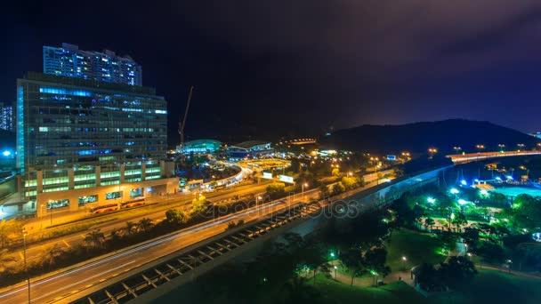 Hong Kong natt stadsbilden 4k tid förflutit — Stockvideo