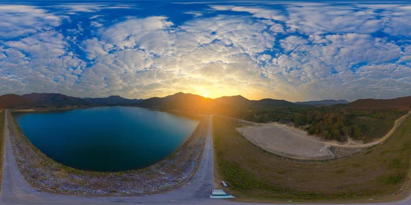 Aerial Panorama of Huai Lan Reservoir, San Kamphaeng Thailand (Full VR 360 Degree Seamless Spherical) — Stock Photo, Image