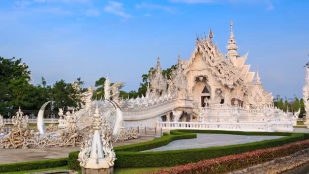 Wat Rong Khun Hermoso Templo Blanco Lugares Interés Viaje Chiang — Vídeos de Stock