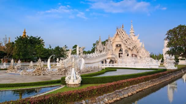 Wat Rong Khun Hermoso Templo Blanco Lugares Interés Viaje Chiang — Vídeos de Stock