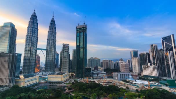 Κουάλα Λουμπούρ Cityscape Ορόσημο Ταξιδιωτικό Μέρος Της Μαλαισίας Μέρα Νύχτα — Αρχείο Βίντεο