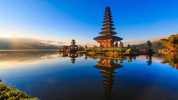 Pura Ulun Danu Bratan Bali Señal Viaje Lugar Indonesia Lapso — Vídeo de stock