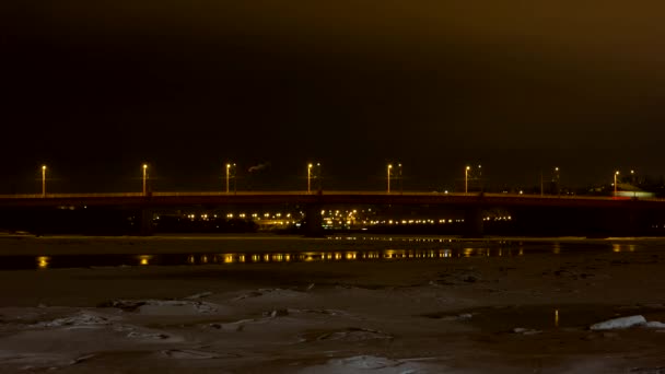 Bridge over Neris river in Kaunas — Stock Video