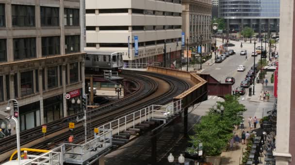 Chicago ulicy z góry featuring pociągu Chicago L — Wideo stockowe