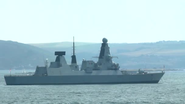 Marinha Britânica Daring Class Destroyer Navio de guerra — Vídeo de Stock