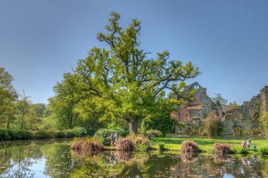 Ağaç ve hendek Scotney Kalesi