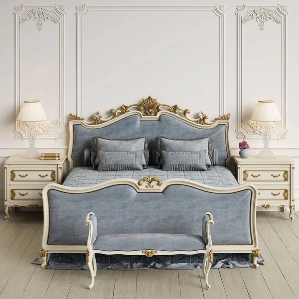 Intérieur Classique Chambre Coucher Avec Espace Copie Mockup Illustration Numérique — Photo