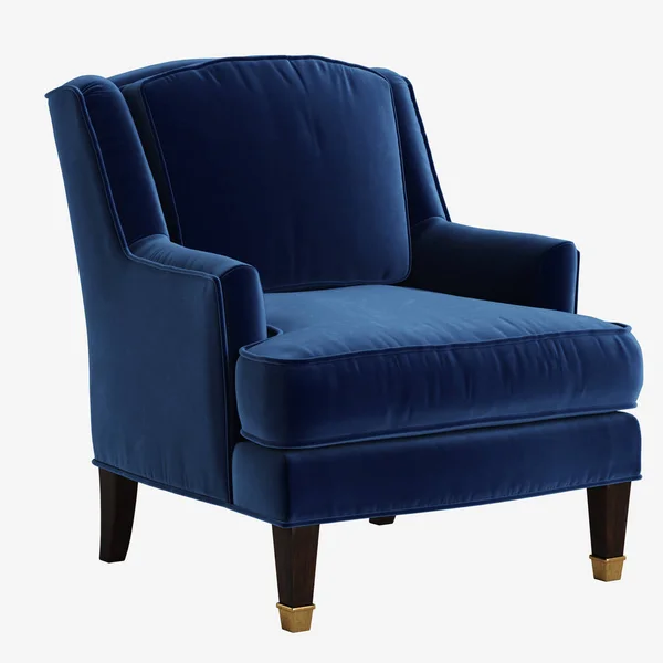 古典的な青い肘掛け椅子白い背景に分離されました デジタル Illustration が描画されるか — ストック写真