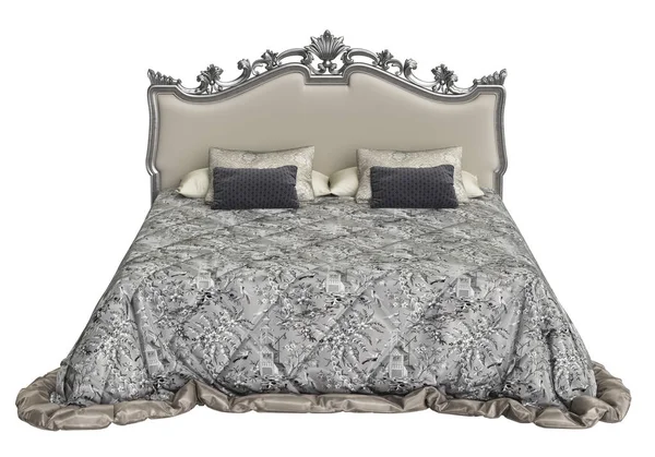 Klassieke Bed Witte Achtergrond Rendering — Stockfoto