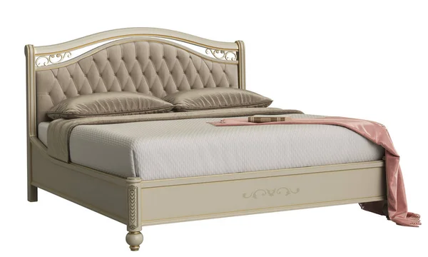 Letto Classico Sfondo Bianco Rendering — Foto Stock