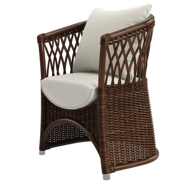 Garden Rattan Wicker Chair White Background Digital Illustration Rendering — Stock Photo, Image