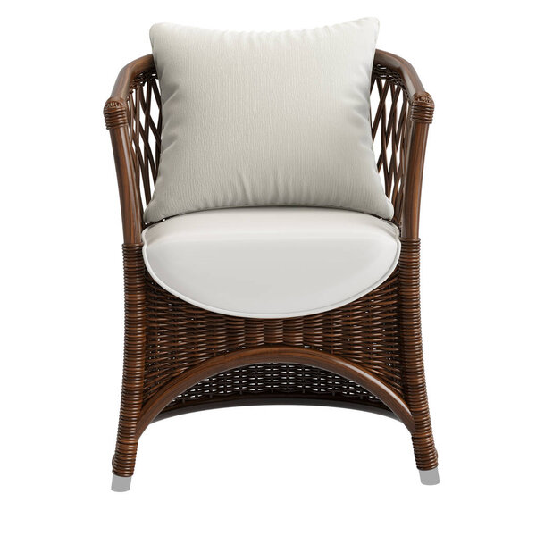 Garden rattan wicker chair on white background.Digital illustration.3d rendering