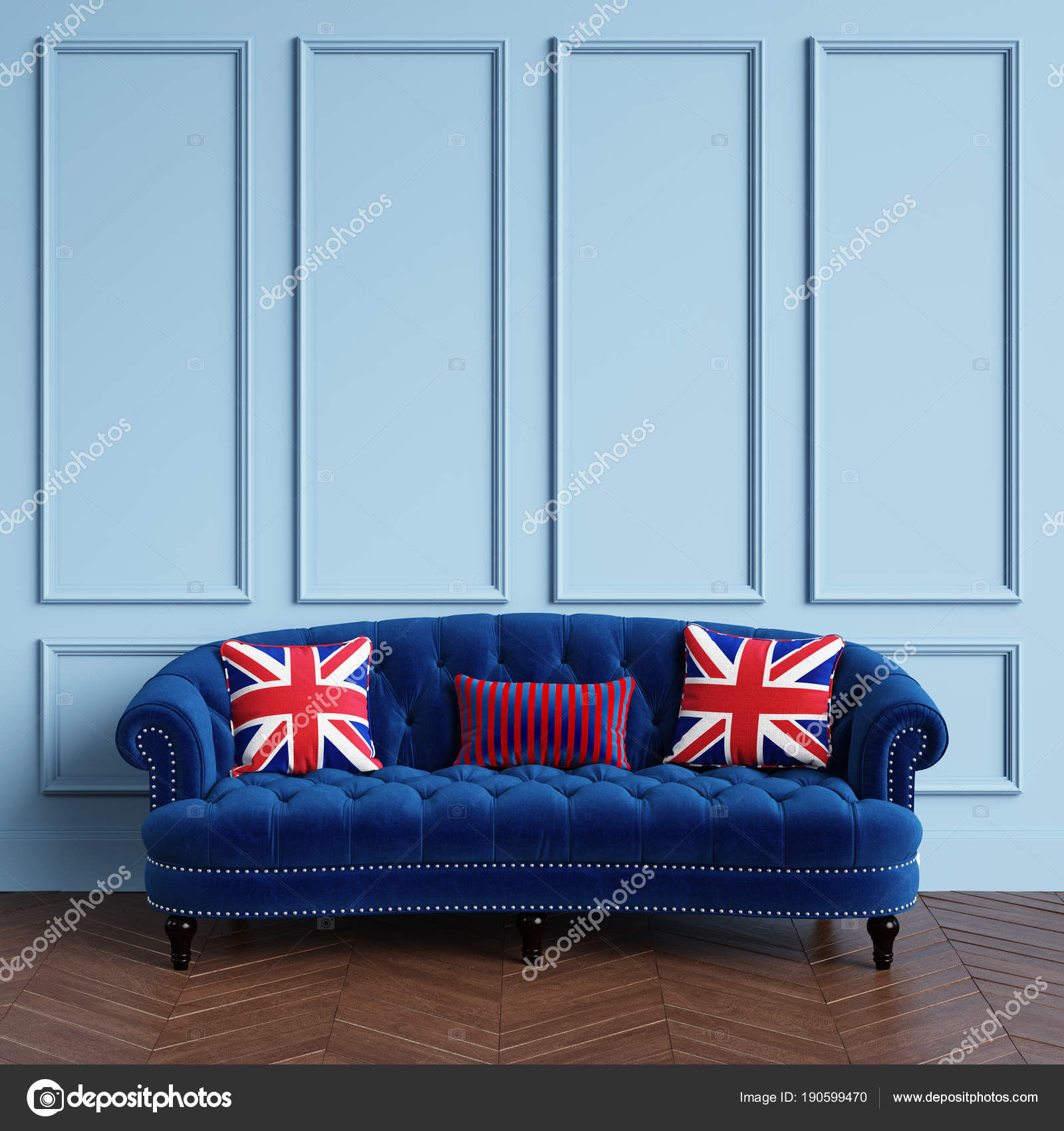Classic Blue Sofa Pillows British Flag Pattern Standing Classic