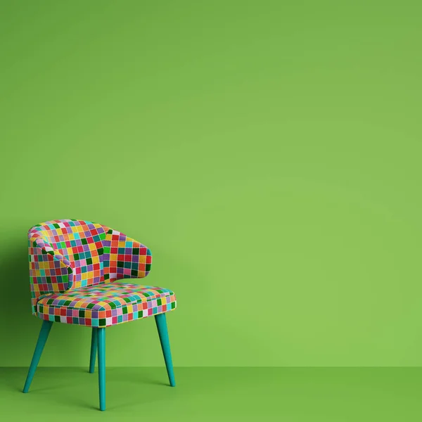 Silla Estilo Arte Pop Colorido Sobre Fondo Verde Con Espacio —  Fotos de Stock