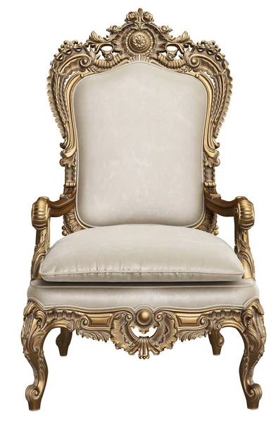 Classic Gold Baroque Armchair Isolated White Background Digital Illustration Rendering — Stock Photo, Image